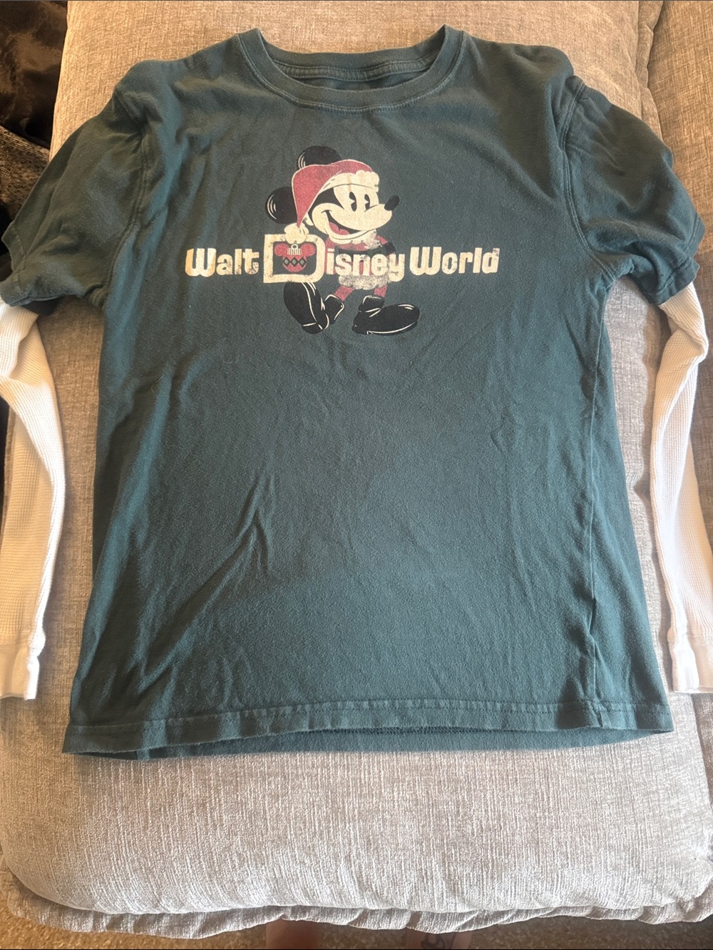Disney Christmas Kids Long Sleeve Mickey Graphic Layered Tee